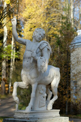 centaur statue in autumn park