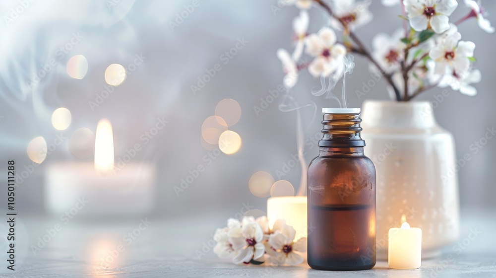 Aufkleber a serene scene of a patient undergoing aromatherapy with essential oils in a peaceful spa room, set 