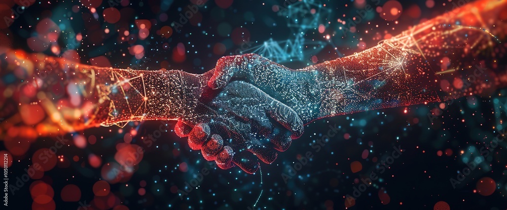 Aufkleber digital handshake: a symbol of connection in the tech world