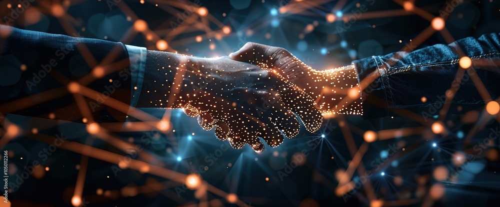 Aufkleber digital handshake: a symbol of connection in the tech world