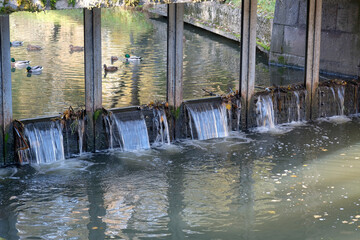 small dam on the river