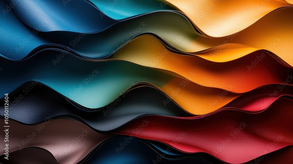 Poster vibrant waves of multicolored fabric create a beautiful abstract pattern with gradients. this artist