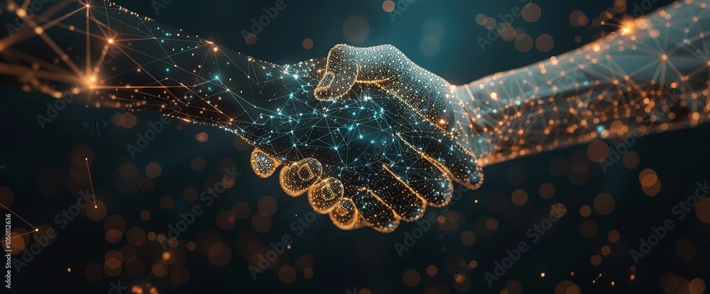 Poster digital handshake: a symbol of connection in the tech world