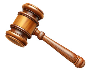Realistic wooden brown judge gavel png