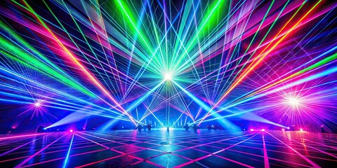 futuristic laser light show background in asymmetrical pattern