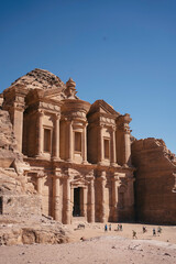 The ancient Al-Dayr (also spelled El-Deir and Ad-Deir or Ad-Dayr) Monastery in Petra, Jordan during daytime. 