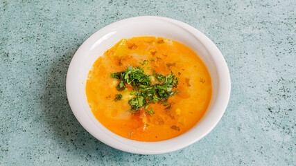 Soup bowl top view isolated	