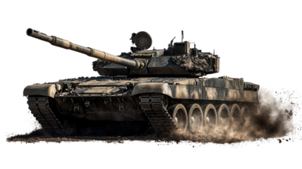 Camouflaged tanks show off heavy armor and powerful cannons. which is separated into battle scenes