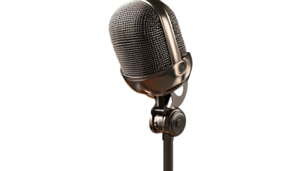 Vintage microphone isolated on white background, perfect for music and audio themes