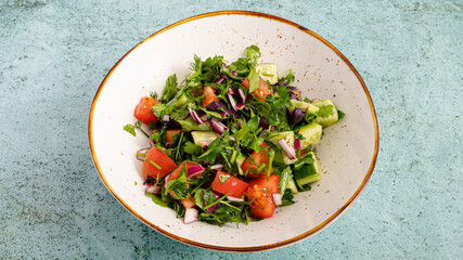 Salad bowl top view isolated