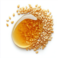 Sesame Seed Oil on White Background