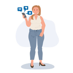 Full length of a Plus Size Woman Experiencing Body Shaming. Social Media, Bullying, and Mental Health Awareness