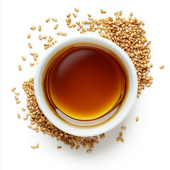Sesame Seed Oil on White Background