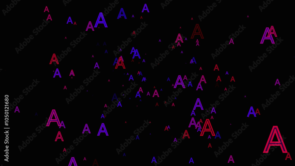 Fototapete dark blue, red vector pattern letter ‘a’ and black background. digital design. pattern design made w