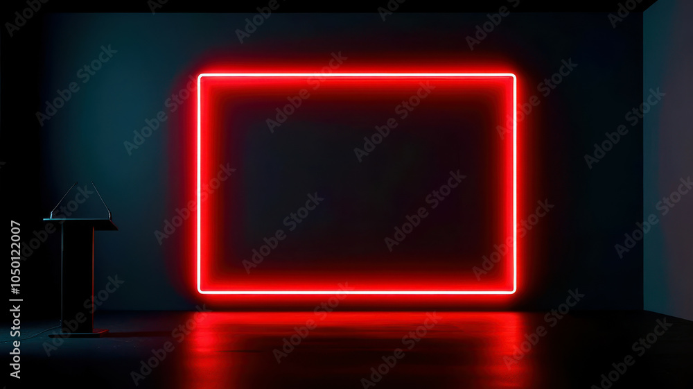 Poster a red square with a black background