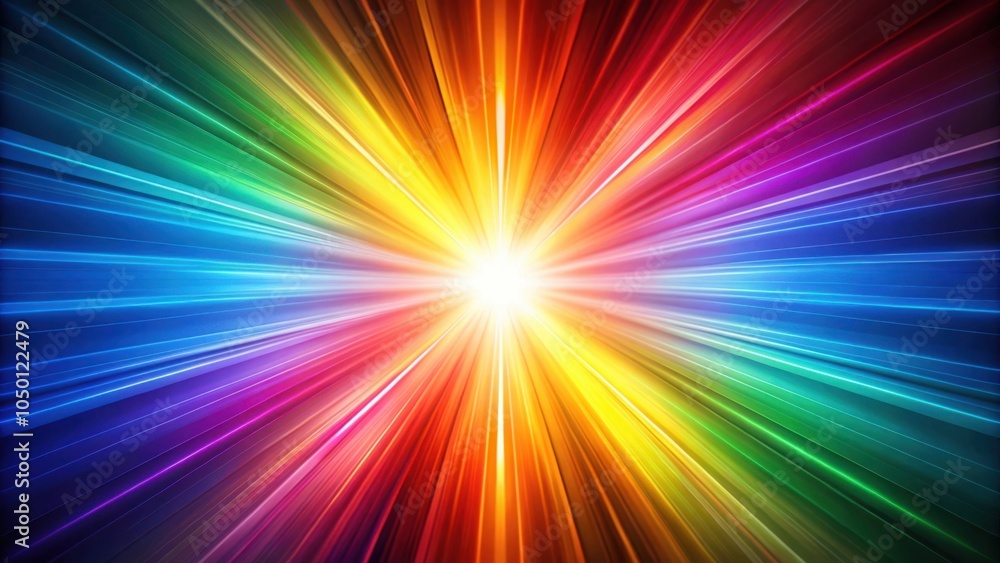 Poster Abstract Rainbow Burst A vibrant explosion of color radiating outwards from a central point, creating a dynamic and energetic visual experience.