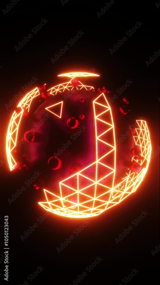 Poster redround sci fi planet abstract background isolated on black, vertical background for mobile and sma
