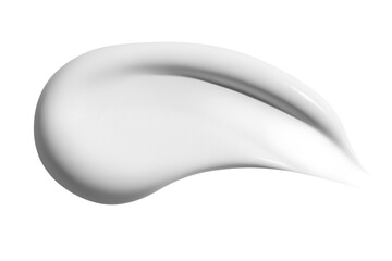 Smear of white cream on an empty background. Skincare product, smooth texture.