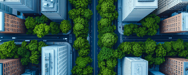 Obraz premium Aerial view of the capital s central park surrounded by skyscrapers, an urban oasis from above