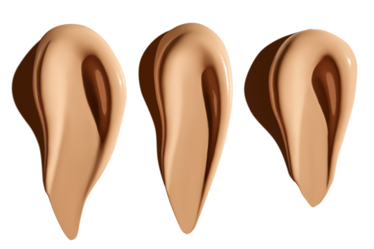 Composition of foundation cream smears on an empty background. Makeup product, beauty textures.