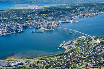 View over Tromso, Norway from Storsteinen viewpoint