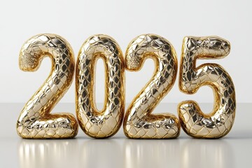 Obraz premium Celebrate the New Year 2025 with Festive Golden Decorations Symbolizing Prosperity and Joyful Beginnings for All