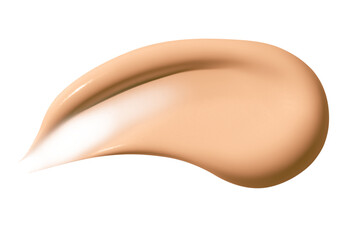 Smear of foundation cream on an empty background. Makeup product, smooth texture.