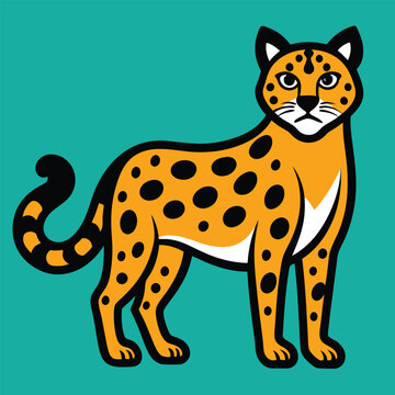 recommend clip art: Solid color Leopard Cat animal vector design