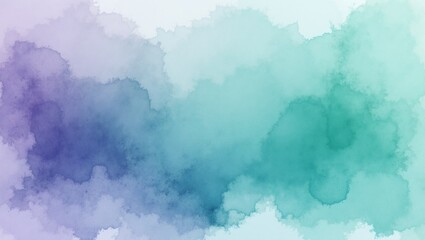 Obraz premium Abstract watercolor wash in teal indigo and lavender with soft edges and subtle gradients