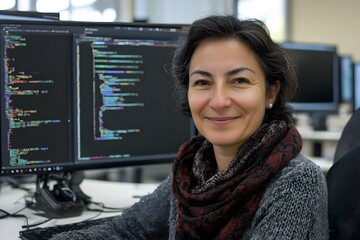 Empowering Mature Women in IT and Technology Roles, Portraits of mature women confidently working in IT and engineering fields, challenging age and gender stereotypes in tech. Diversity, experience, 