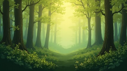 Obraz premium Abstract forest background with green brown shades leaf like textures organic lines