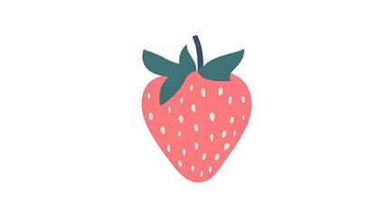 A delightful flat vector illustration of a strawberry stands out against a pristine white background. This charming depiction captures the essence of freshness and sweetness, showcasing the iconic 