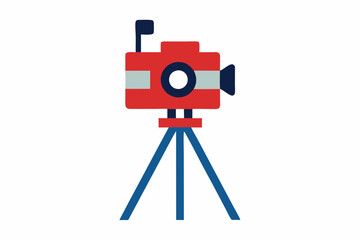 Obraz premium World Photography Day Camera on Tripod Illustration