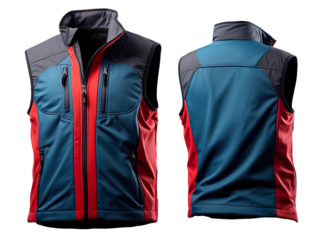 Luxury Blue And Red Vest Men Windproof with fleece isolated on transparent background