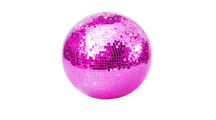A vibrant pink disco ball reflecting light, perfect for party decor, dance events, and festive celebrations.