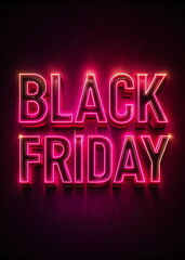 Fototapeta premium Neon Black Friday sign glowing against dark background
