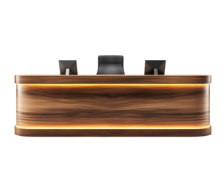 Modern Reception Area Desk With Elegant Design isolated on transparent background
