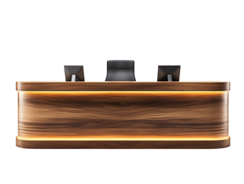 Modern Reception Area Desk With Elegant Design isolated on transparent background