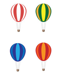 Flat Style Air Balloons Different Colors Set. Travel and adventure technology concept vector art