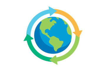 World Recycling Day Circular Arrows and Earth Vector