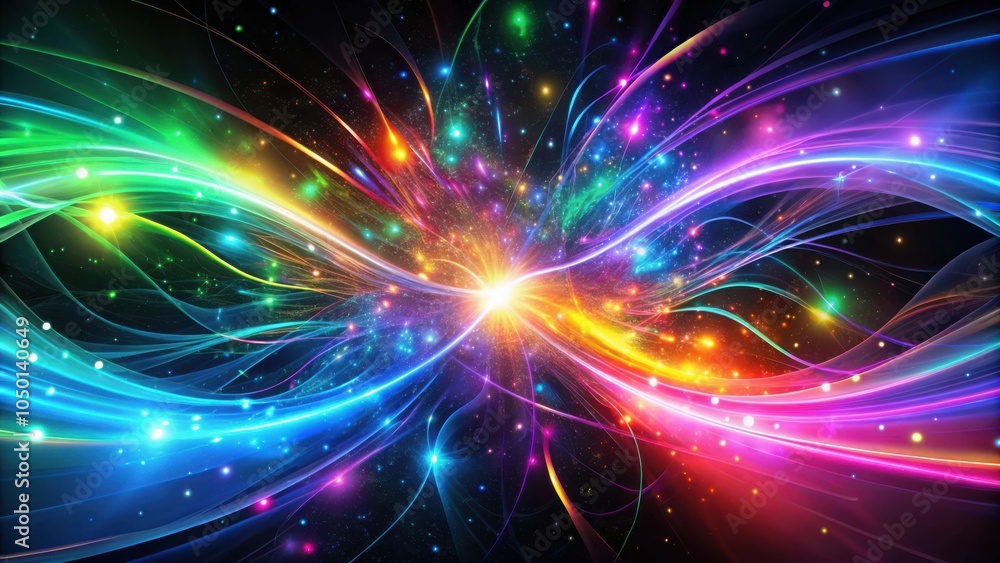 Wall mural abstract cosmic dance of light and energy, embracing the universe with infinite loops of colorful br