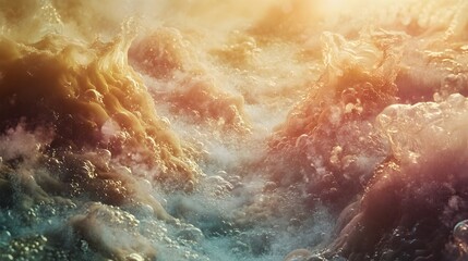 Fototapeta premium Transmutative Fermentation Swirling Mists of Vapor Jewel Toned Chemical Reactions and Viscous Textures