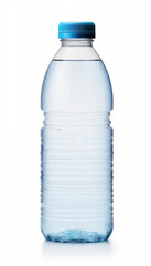 Naklejka premium Plastic Water Bottle with Blue Cap Isolated on White Background