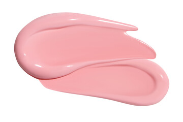 Composition of pink cream or lipstick smears on an empty background. Beauty product, cosmetic textures.