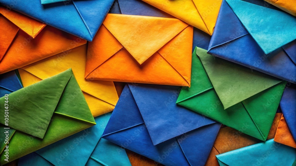 Aufkleber A vibrant and colorful array of envelopes layered in a seemingly random but aesthetically pleasing composition.