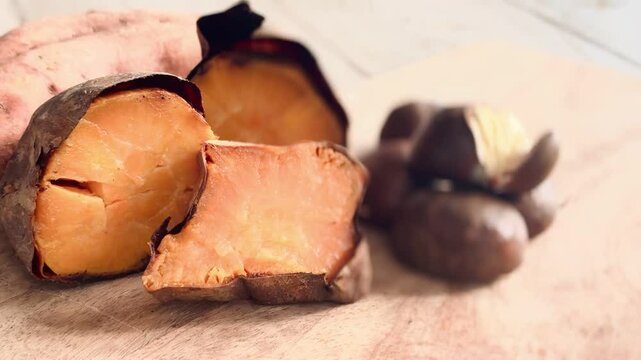 Sweet potato cooked with chestnuts.

