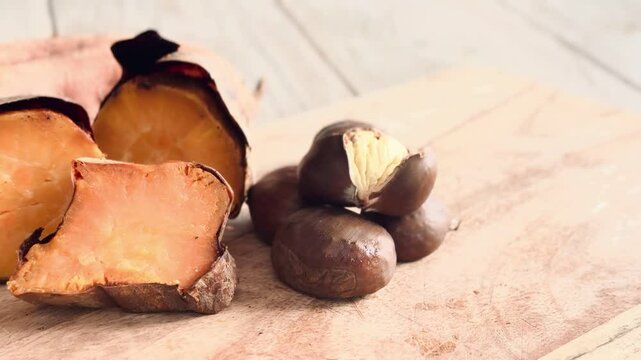 Sweet potato cooked with chestnuts.
