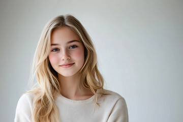 Obraz premium Young pretty blonde woman over isolated white background