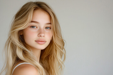 Fototapeta premium Young pretty blonde woman over isolated white background