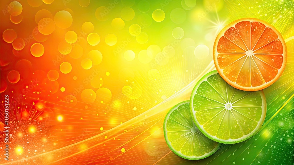 Poster vibrant lime and orange abstract background with gradient glow, illuminated texture and copy space f